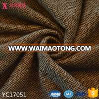 YC17051 wholesale brown 20%wool 80%voscose herringbone rib pattern woolen woven light weight fabric on line